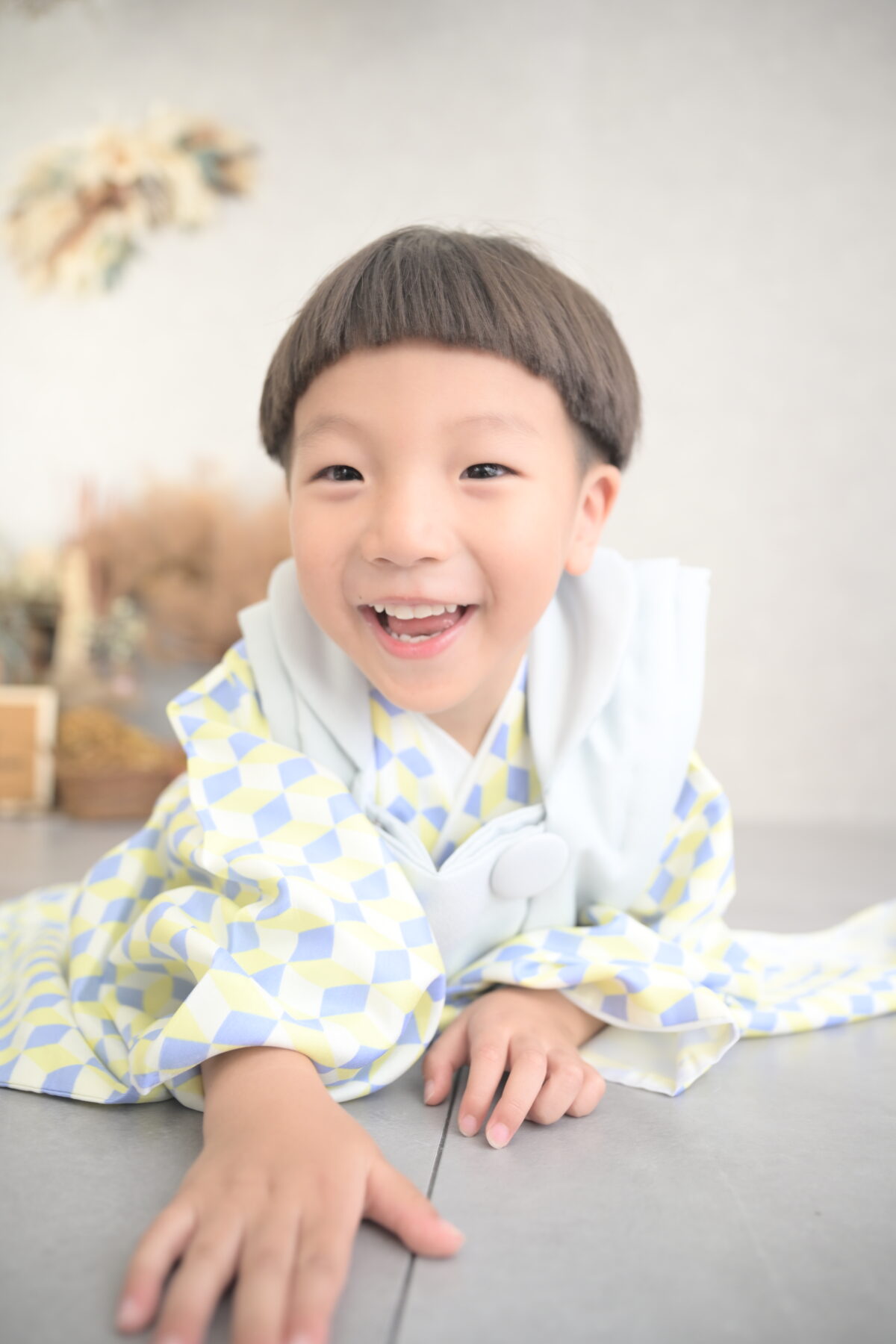 被布のお着物で七五三記念(3歳)の写真