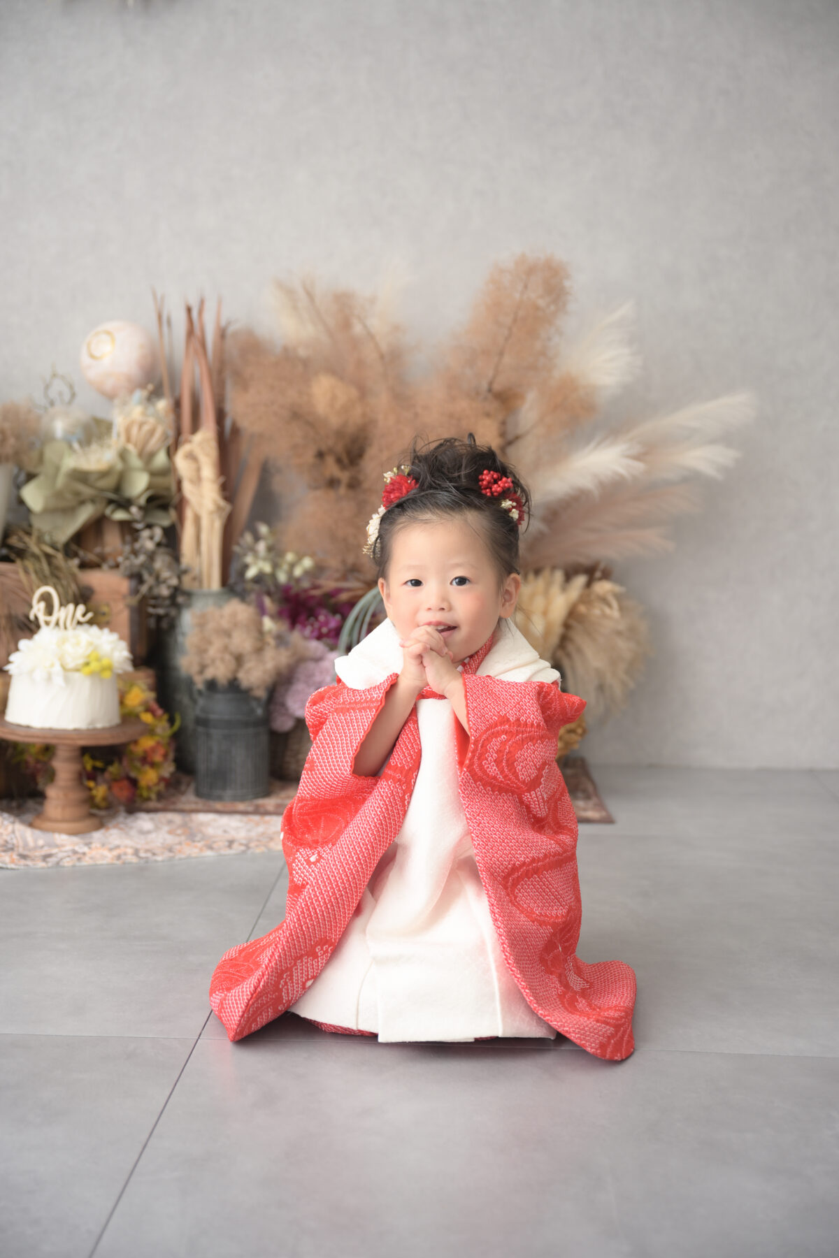 3歳の女の子の七五三記念の写真